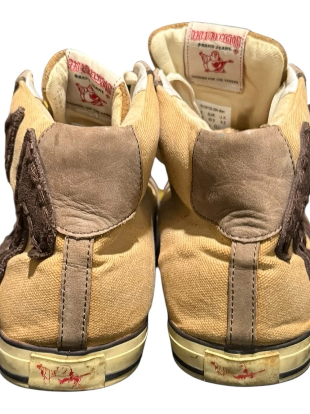 True Religion 4 Color Canvas Hi Top Sneakers  Men’s Size 10.5 Big U Casual Brown